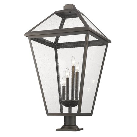 Z-LITE Talbot 4 Light Outdoor Pier Mounted Fixture, Oil Rubbed Bronze And Seedy 579PHXLXR-533PM-ORB